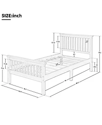 Rainsken Wood Bed Frame, Twin Size Platform Bed with Headboard and Footboard, 275 lbs Capacity for Bedroom, No Box Spring Need
