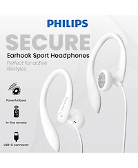 Philips Usb-c Wired Earbuds with Microphone, Secure Fit Over-Ear Sport Earhook Wired Open Ear Headphones for Running and Gym