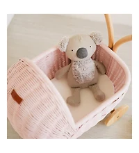 Momiji Colette Handcrafted Rattan Doll Stroller with Wooden Wheels and Toy Mattress