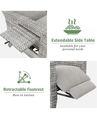 GarveeLife Outdoor Reclining Chair Patio with Adjustable Backrest and Footrest, All-Weather Wicker Chaise Lounge