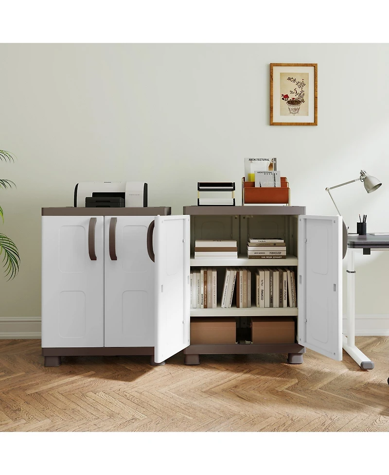 Costway Storage Cabinet, Freestanding Buffet Cabinet Sideboard with 2 Doors and Shelves