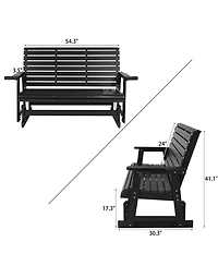 Mega Casa 3 Seat Hips All-Weather Resistant Patio Glider - Outdoor Rocking Bench with Cup Holders, 700 lb Capacity
