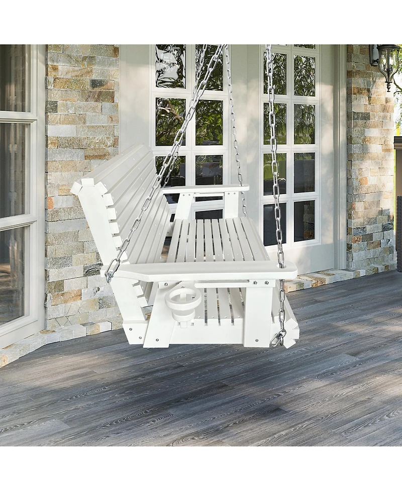Mega Casa 2 Seater 4 Ft Hdpe Porch Swing with 18/8 Stainless Steel Bolts, Ergonomic Design, Ultra Weather-Resistant, for Outdoor Patio Garden Yard