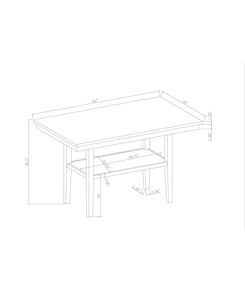 flynama Contemporary Brown Bar Table with Faux Marble Top and Storage Shelf