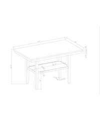 flynama Contemporary Brown Bar Table with Faux Marble Top and Storage Shelf