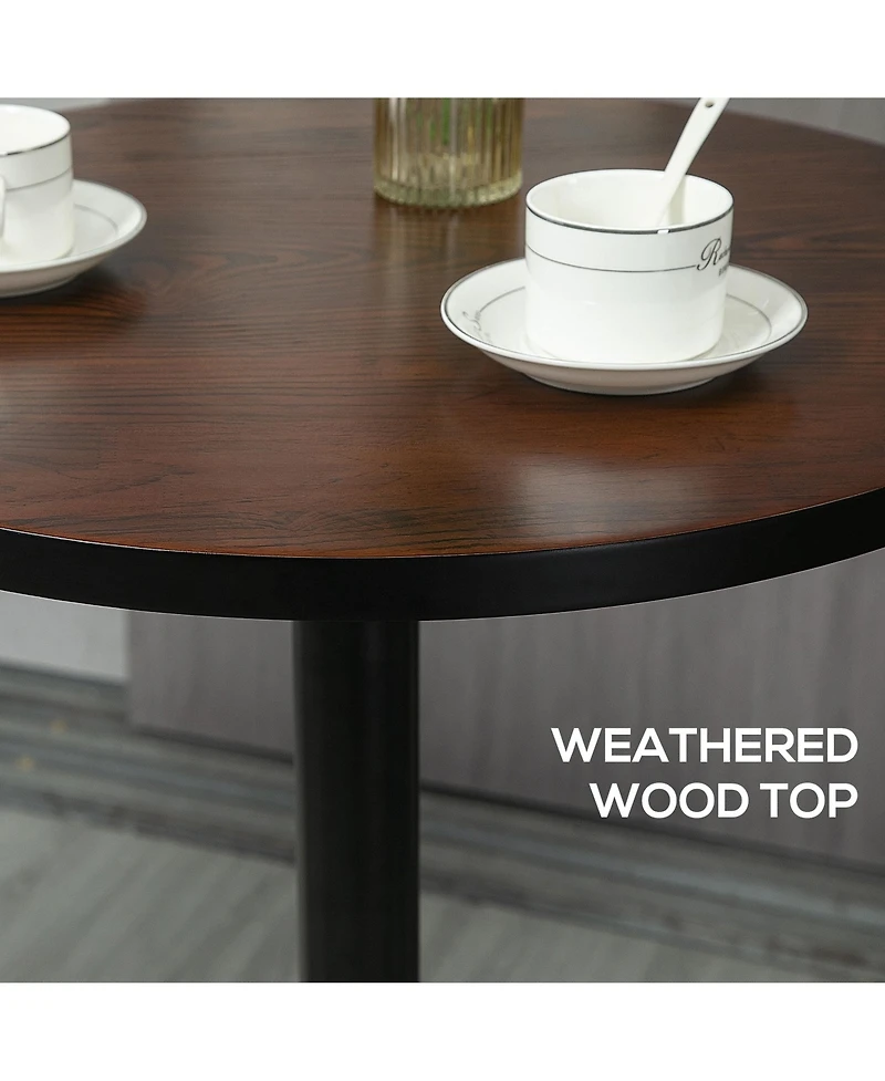 flynama Rustic Industrial Elm Wood Round Bar Table