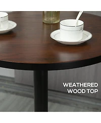 flynama Rustic Industrial Elm Wood Round Bar Table