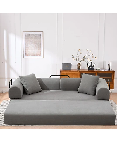 Streamdale Folding Sofa Bed, 63'' Convertible Couch with 2 Pillows, Fold Out Couch