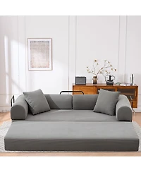Streamdale Folding Sofa Bed, 63'' Convertible Couch with 2 Pillows, Fold Out Couch