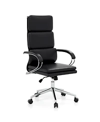 Slickblue Adjustable Height Ergonomic Leather Office Chair with Rocking Feature for Work and Study