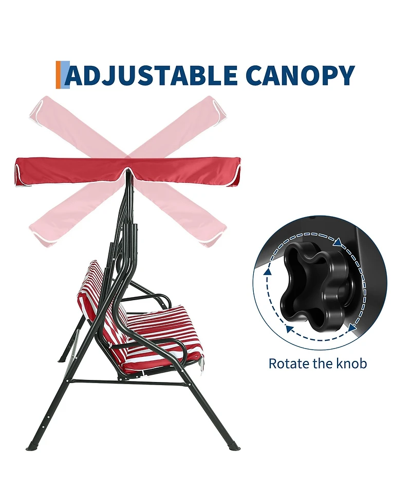 GarveeLife 3-Seat Patio Swing Chair with Adjustable Canopy