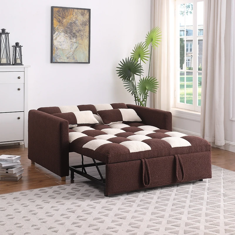 Streamdale Furniture 3-in-1 Sleeper Sofa Couch Bed, Small Teddy Convertible Loveseat Futon