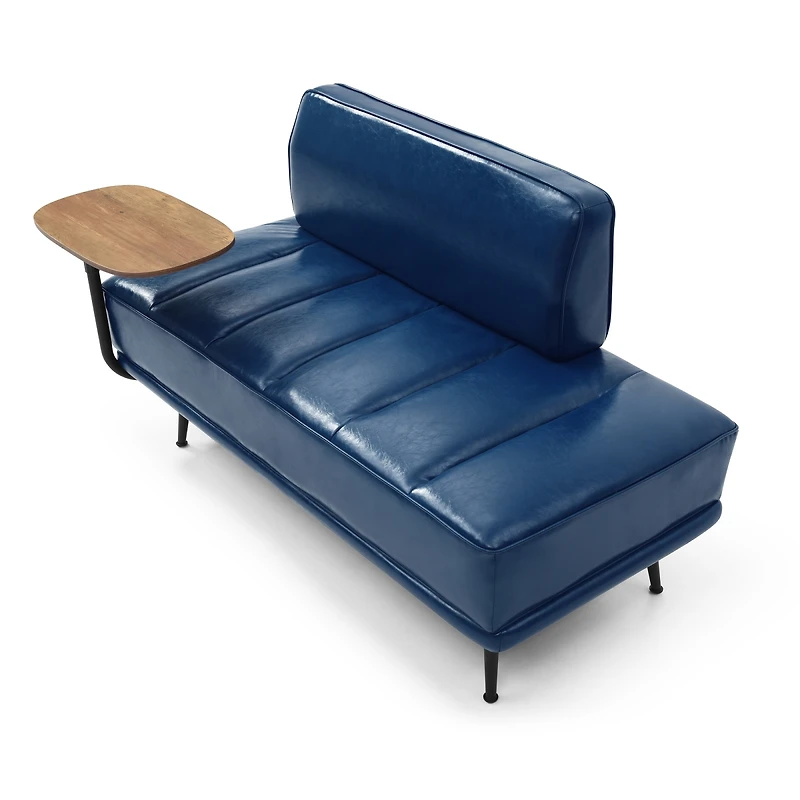 Streamdale Furniture Faux Leather Swivel Tray Bench with Metal Legs