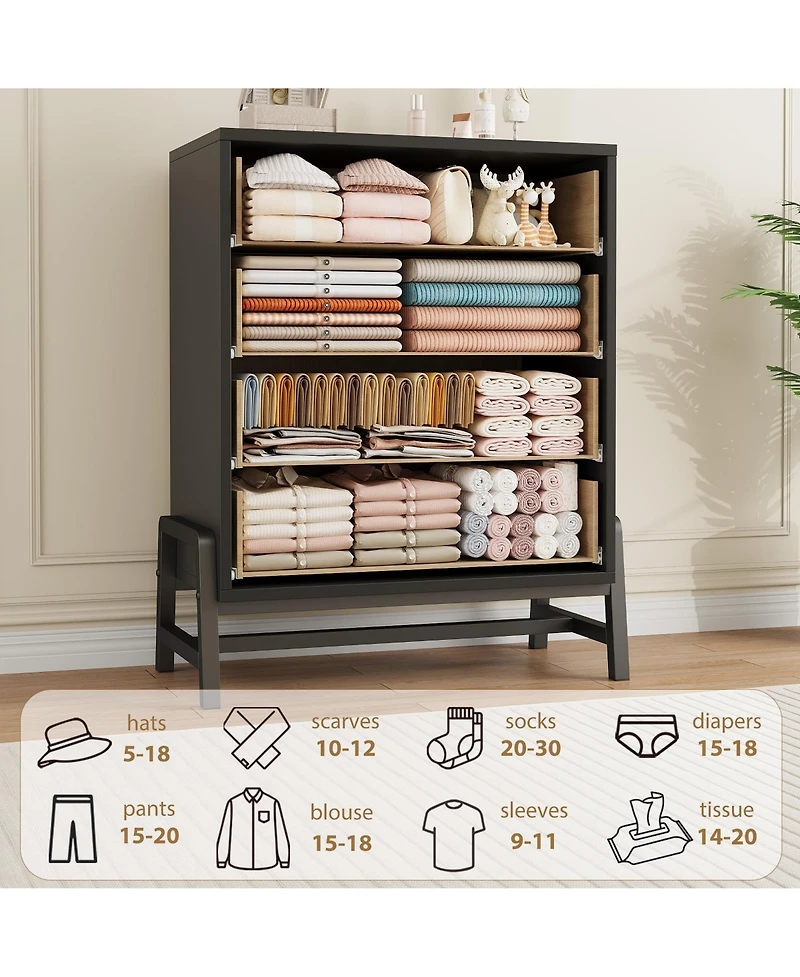 gaomon 4-Drawer Dresser for Bedroom Tall Freestanding Wooden Storage Chest