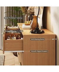 gaomon Fluted 9 Drawer Dresser for Bedroom, 63" Wide Wood Chest with Metal Handles Storage Cabinet