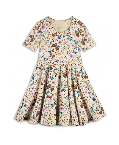 Mightly Toddler Girls Fair Trade Organic Cotton Short Sleeve Twirl Dress