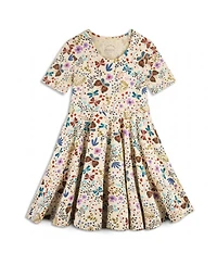 Mightly Toddler Girls Fair Trade Organic Cotton Short Sleeve Twirl Dress