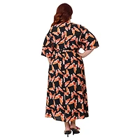 Unique Vintage Plus Tie Wrap Surplice Midi Dress