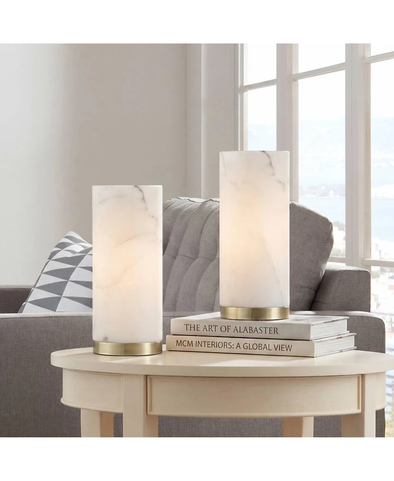 360 Lighting Renier High Faux Alabaster Accent Table Lamp Set of 2