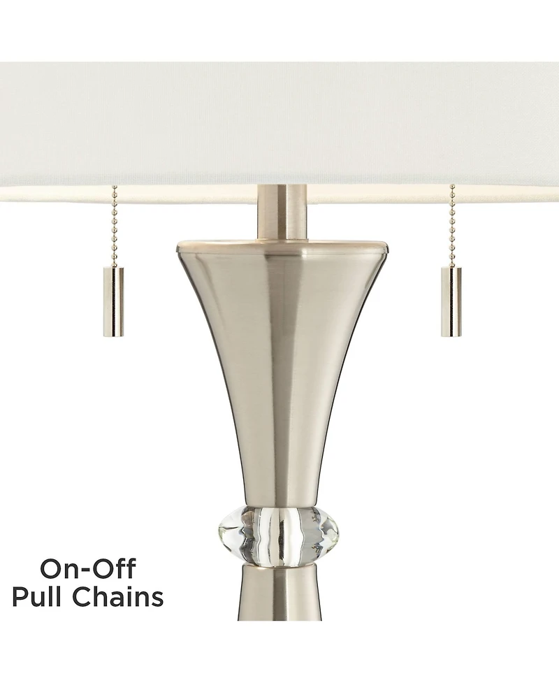 360 Lighting Rachel Modern Table Lamps Set of 2 with Square Riser 29 1 /2 Tall Metal Drum Shade for Bedroom Living Room Bedside Family