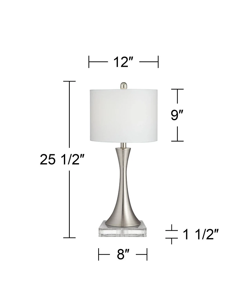 360 Lighting Gerson Modern Table Lamps Set of 2 with Square Risers 25 1 /2 Inches High Dimmers Led Drum Shade for Bedroom Living Room