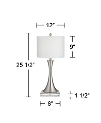 360 Lighting Gerson Modern Table Lamps Set of 2 with Square Risers 25 1 /2 Inches High Dimmers Led Drum Shade for Bedroom Living Room