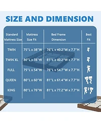 homfan Wood Platform Bed Frame,Bed Frame Without Headboard, Slat Support,No Box Spring Needed