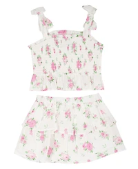 Rare Editions Girls' 2T-6X Printed Smocked Tank and Matching Tiered Skort, 2-Piece Set