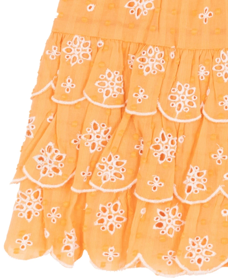 Rare Editions Little Girls' 2T-6X Orange Flower Eyelet Matching Tank and Skort, 2-Piece Set