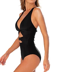 Cupshe Women's V-Neck Cutout Twist Crisscross Back One-Piece Swimsuit