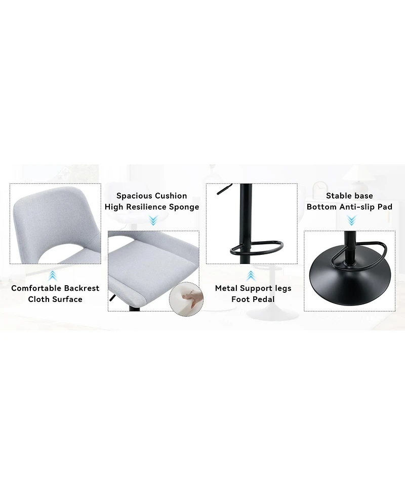 flynama Modern Swivel Adjustable Bar Stools Set of 2, 250 Lbs Capacity