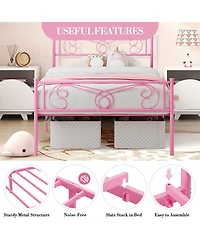 homfan Metal Bed Frame with Headboard and Footboard, Platform Underbed Storage, Steel Slat Support, No Box Spring Needed