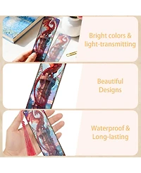 Gnuadz Stained Glass Dragon Pvc Bookmarks with Tassels