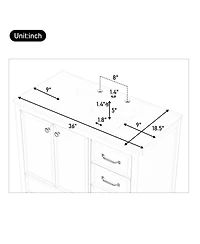 Sillysis 35.4 Inches Freestanding Bathroom Vanity with Sink, Soft Close Drawers, Multi-Tier Storage for Modern Bathrooms