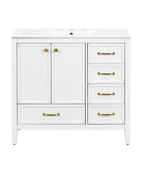 Sillysis 35.4 Inches Freestanding Bathroom Vanity with Sink, Soft Close Drawers, Multi-Tier Storage for Modern Bathrooms