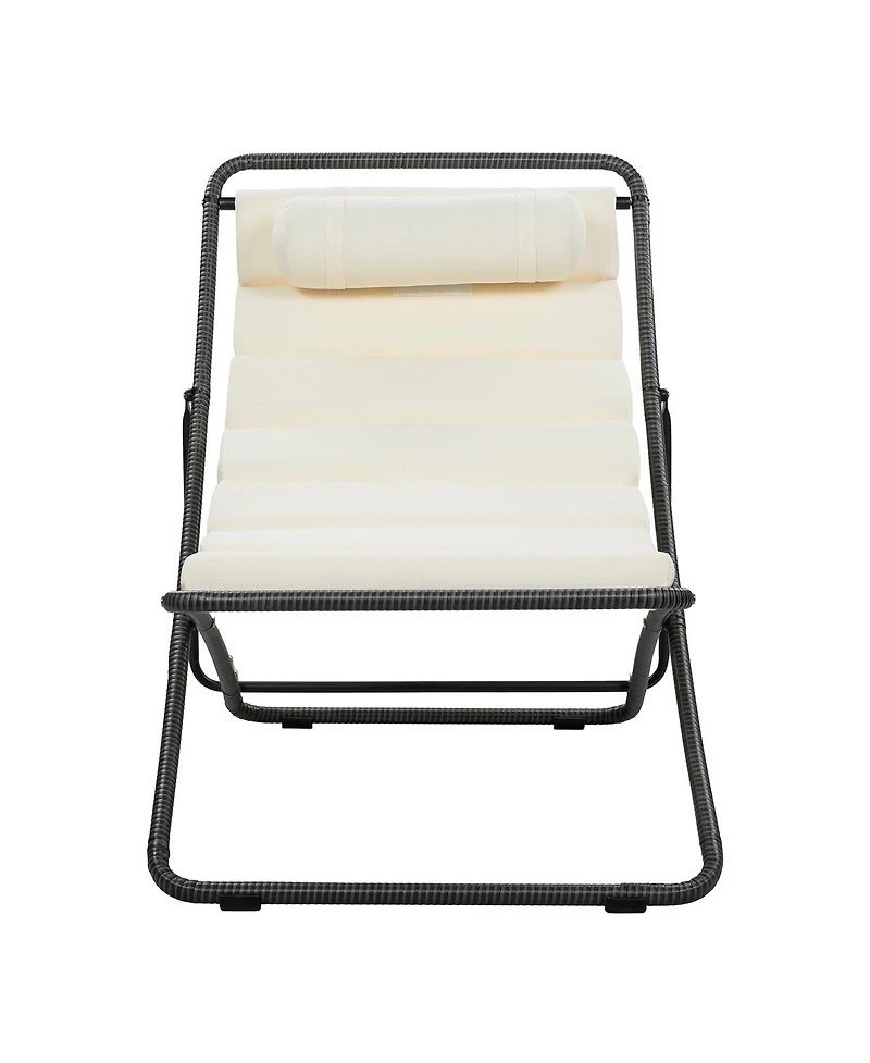 Asagikoiai 2-Piece Folding Rattan Lounge Chair Set, Adjustable Reclining Outdoor with Cushion-Asagikoiai