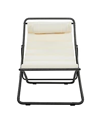 Asagikoiai 2-Piece Folding Rattan Lounge Chair Set, Adjustable Reclining Outdoor with Cushion-Asagikoiai