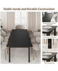 homfan Rectangular Dining Table for 6-8, Kitchen and Living Room with Irregular Top, Mdf Top Iron Legs, 71 or 79 Inch