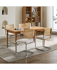 Clihome Mid Century Modern Dining Chairs Set of 2, Velvet Accent with Cane Back and Stainless Chrome Base, Famous Breuer Designed