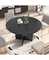 homfan 47 Inch Round Dining Table for 4-6, Modern Kitchen and with Pedestal Base, Easy Assembly