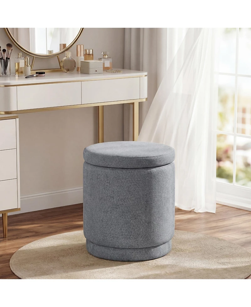 Costway Round Storage Ottoman Footrest with Removable Lid 400 Lbs Weight Capacity for Home