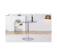 flynama 35" Round Glass Dining Table with Electroplated Metal Legs