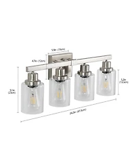 Busdays 24 Inch Modern 4 Light Bathroom Vanity Light Fixture with Clear Glass Shades for Bathroom Vanity Dressing Area No Bulbs