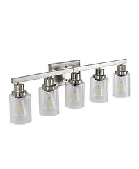 Busdays 31 Inch Modern 5 Light Bathroom Vanity Light Fixture Brushed Nickel with Clear Glass Shades for Bathroom Vanity Dressing Area No Bulbs