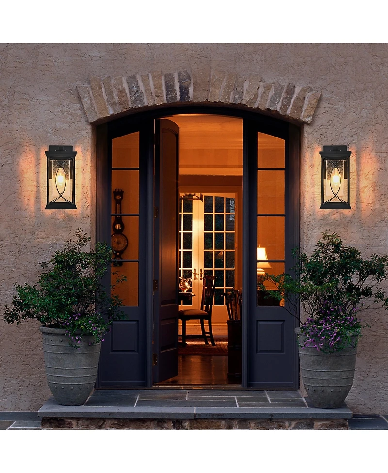 Busdays 14 Inch H 1 Pack Outdoor Wall Lantern with Crackled Glass Weather Resistant Exterior Light Fixture for Porch Patio Entryway E26 Base No Bulb