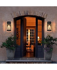 Busdays 14 Inch H 1 Pack Outdoor Wall Lantern with Crackled Glass Weather Resistant Exterior Light Fixture for Porch Patio Entryway E26 Base No Bulb