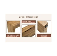 flynama 50" Natural Wood Grain Bar Table with 2 Drawers
