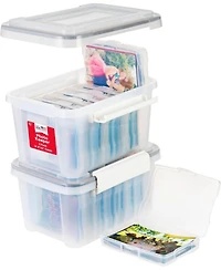 Iris Usa WeatherPro Photo Storage Organization Container with 7 Inner 4 Inch x 6 Inch Cases, Two Pack