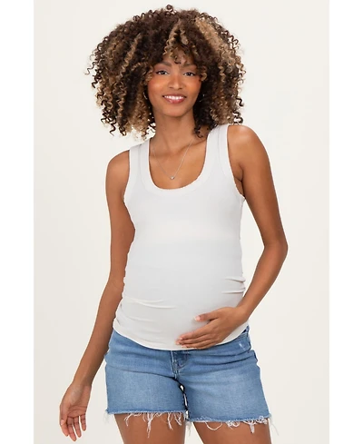 Pinkblush Maternity Heather Grey Ribbed Scoop Neck Tank Top