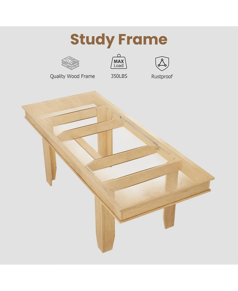homfan Extendable Dining Table for 6-10, Farmhouse Rectangular Kitchen Table with Butterfly Leaf, Mdf Frame, Easy Assembly